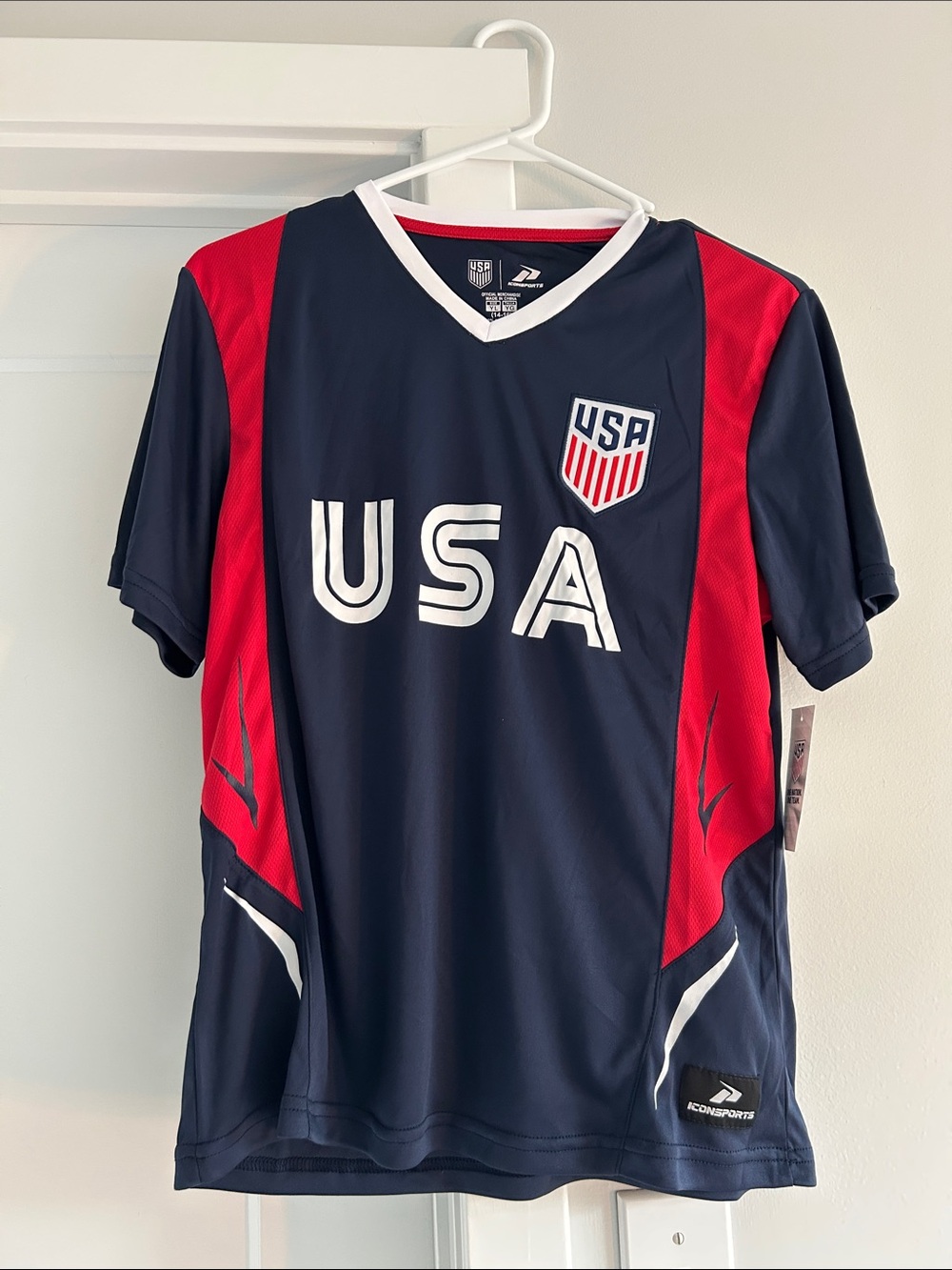 USA Kids Navy and Red Soccer Jersey -